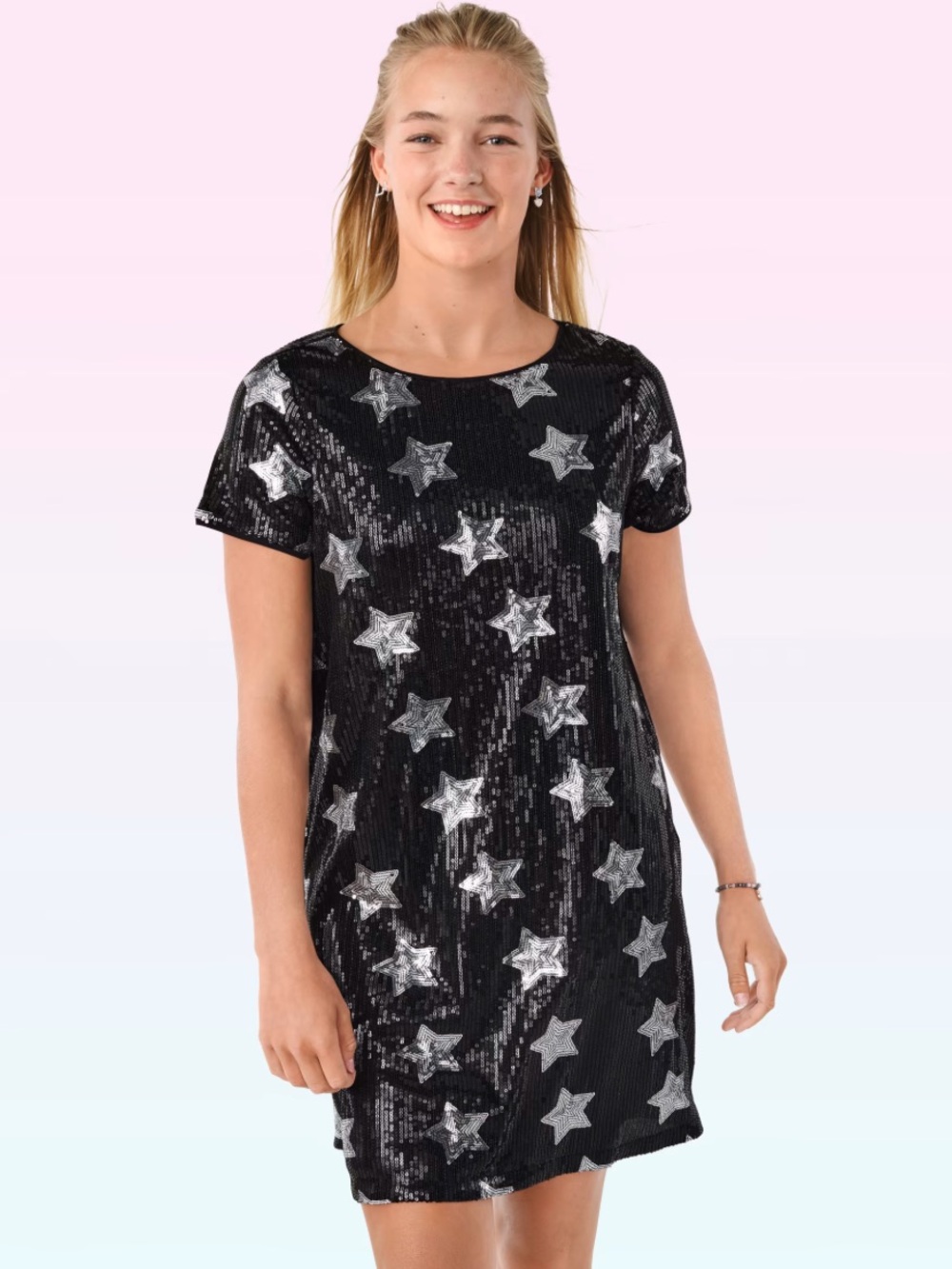 Forever 21 Black Sequin Dress with Silver Stars